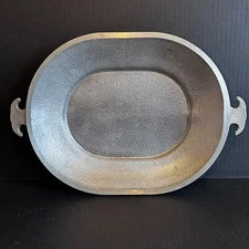 Vintage Guardian Service Hammered Aluminum Oval Serving Platter with Handles