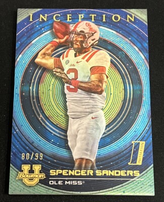 2022-23 Bowman University Inception 26 Spencer Sanders Blue Foil V2 /99 Ole Miss