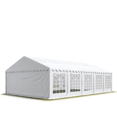 TOOLPORT Barnum 5x10 m Tente de réception bâche PVC gris-blanc - Photo 1/4