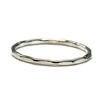 Argentium Silver Hammered Stacking Ring