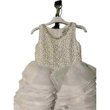 Girls White Formal Pageant Flower Girl Dress Size 4 Swea Pea  Lilli