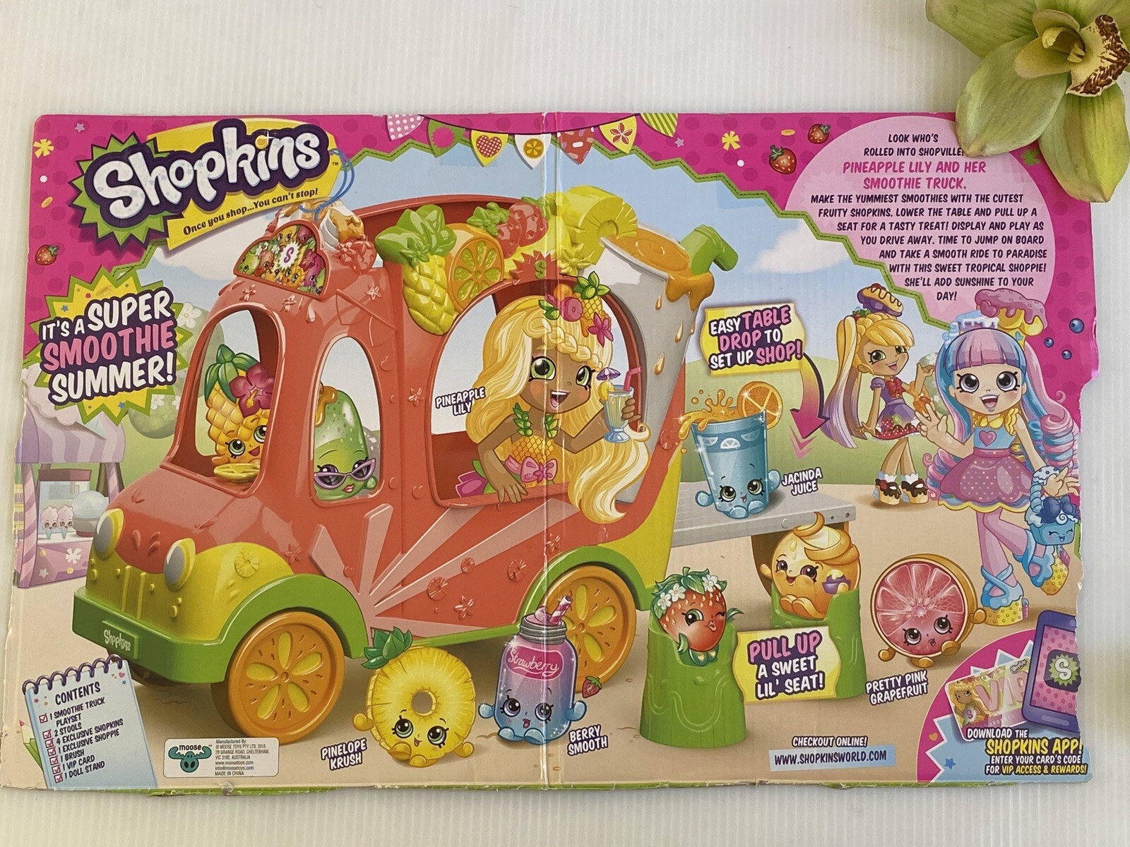 Shopkins Shoppies Season 4 Doll Pineapple Lily & Smoothie Truck Playset Complete