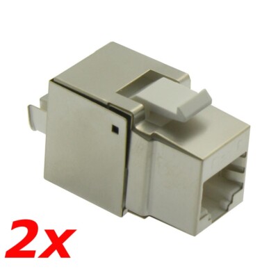 2 PACK - Shielded CAT6 Keystone RJ45 Ethernet Network 110 Punch Down Jack Silver