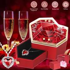 Romantic Roses Gifts for Her Preserved Roses Forever Flowers with Heart Necklace