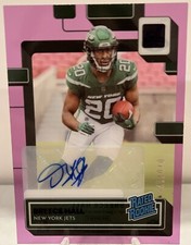 2022 Panini Clearly Donruss Breece Hall Purple Rated Rookie Auto /175 Jets