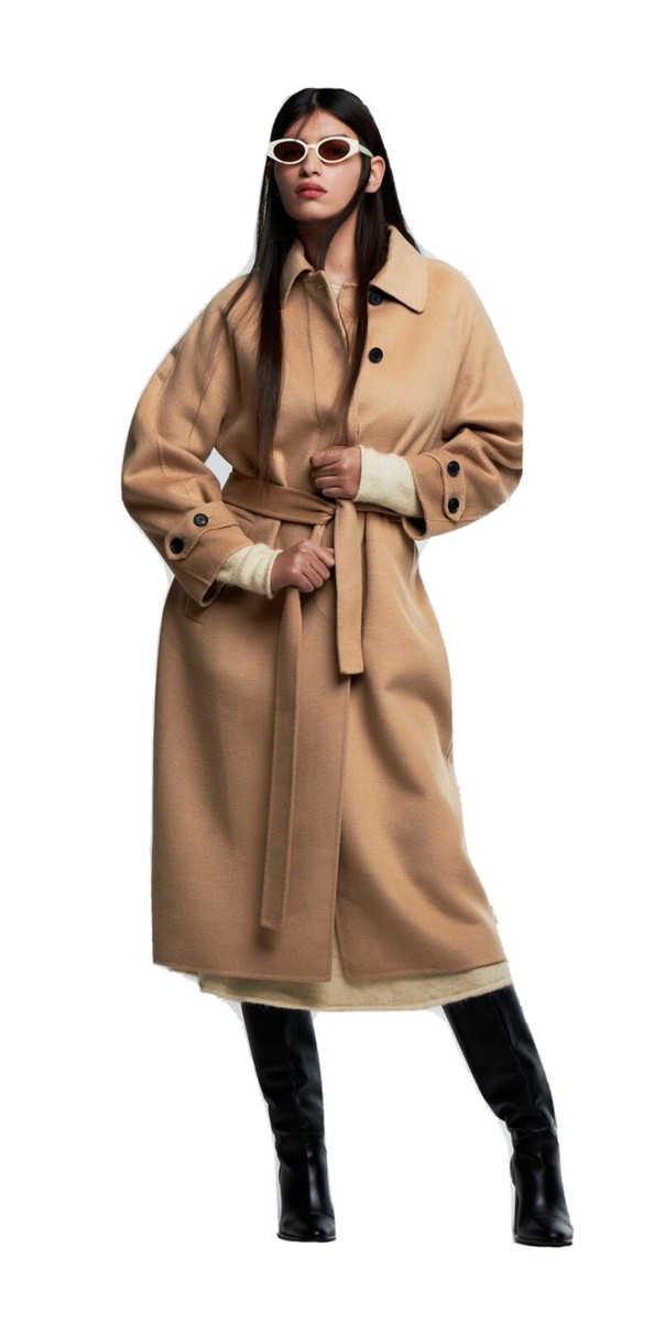 SUPER RARE!! $250 NWT ZARA BELT WOOL COAT TAUGHT BROWN M SUPER RARE!! $250 NWT ZARA BELT WOOL COAT TAUGHT BROWN M