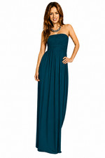 Strapless Maxi Sheering Ruched Boobtube Summer Beach Holiday Dress Size 8-22