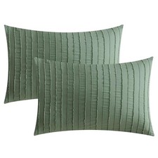 Pillowcases Queen Size 2 Pack Boho Striped Bed 30" x 20" Pack of 2 Green