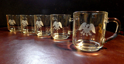 Set of 5 LUMINARC Classique Clear Glass Mug with etched Pelicans - 10 oz