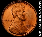 1945 Lincoln Wheat Cent - Red Choice Gem Brilliant Unc  No Reserve  #J8081