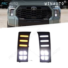 For Toyota Tundra 2022-2026 LED DRL Daytime Running Fog Light Lamps/Turn Sign