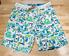 Robert Graham Colorful Board Shorts Mens 38 Ripstop Rainbow Drawstring