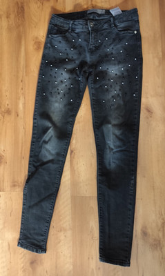 ++Clockhouse++ Super Skinny Jeans ++Gr. 40++schwarz++Perlen++sehr guter Zustand