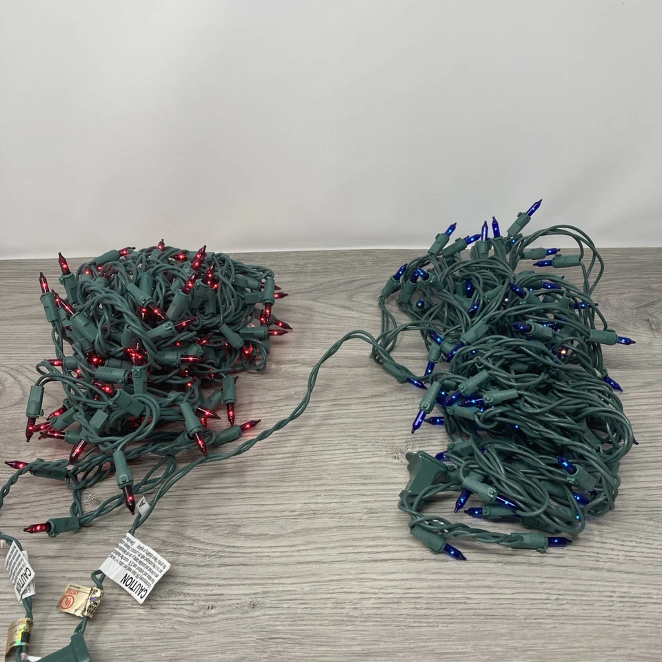 Philips púrpura y azul 100 mini luces cable verde 24,7 pies interior exterior 2 cajas Foto 4 de 4