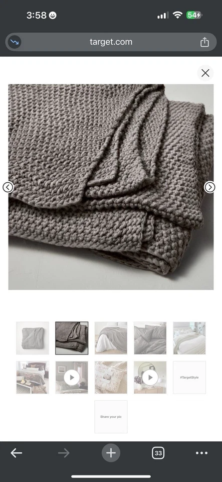 Manta de cama Casaluna King gruesa tejida gris oscuro Foto 3 de 3