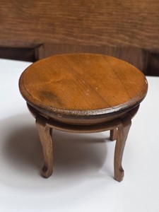 Vintage Dollhouse Miniature Wood Round Table