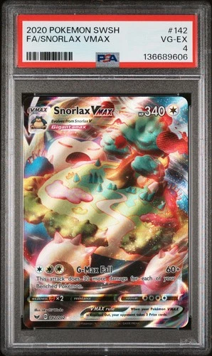 2020 POKEMON SWORD & SHIELD #142 FULL ART/SNORLAX VMAX PSA 4