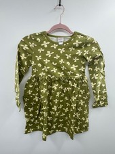 Hanna Andersson Playground Dress Girls 6-7 Moss Green Butterfly Print Boho NWT