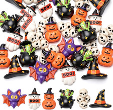 60 Pcs Halloween Resin Flatback Charms, Mini Resin Pumpkin Ghost