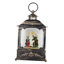  Christmas Muscal Snow Globe with Timer, USB Plug-in & Battery Nativity Mini