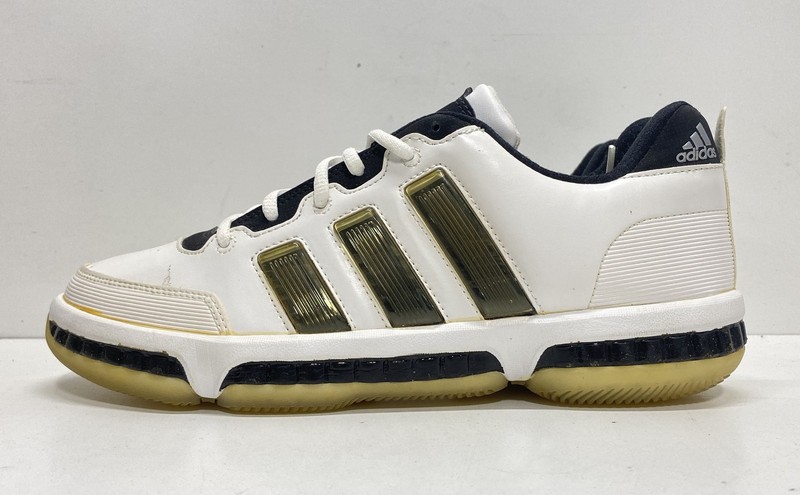 Adidas Big Fundamental Lo White Black Gold Basketball Shoes Size 9.5