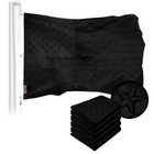 G128 5 Pack: American USA All Black Flag 5x8 Ft Embroidered 210D Polyester