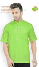 Mens Kurta Indian Shirt Kurta Solid Top Tunic Cotton Large and Tall short Sleeve