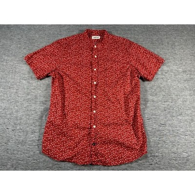Taylor Stitch Bandit Shirt Mens 40 Medium Red Floral Short Sleeve Button-Up