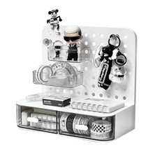 Desk Organizer with 2 Drawers and Perforated Board, Desk Storage Box, Tabletop S