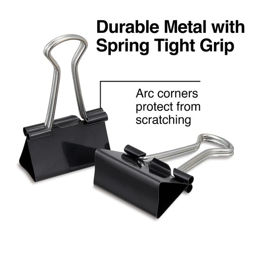 MyOfficeInnovations Medium Binder Clips Bulk PK Blk 1 1/4" Size with 5/8" - Picture 3 of 6