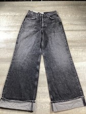 Agolde Womens Dame Ditch Wide Leg Black Jeans 26 A9159-1346 Distressed Casual