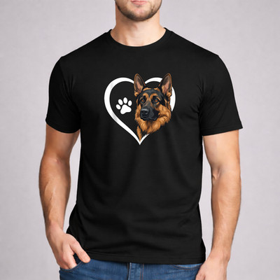 German Shepherd Shirt Dog Lover Heart Paw Print Graphic Men Women German Shepher