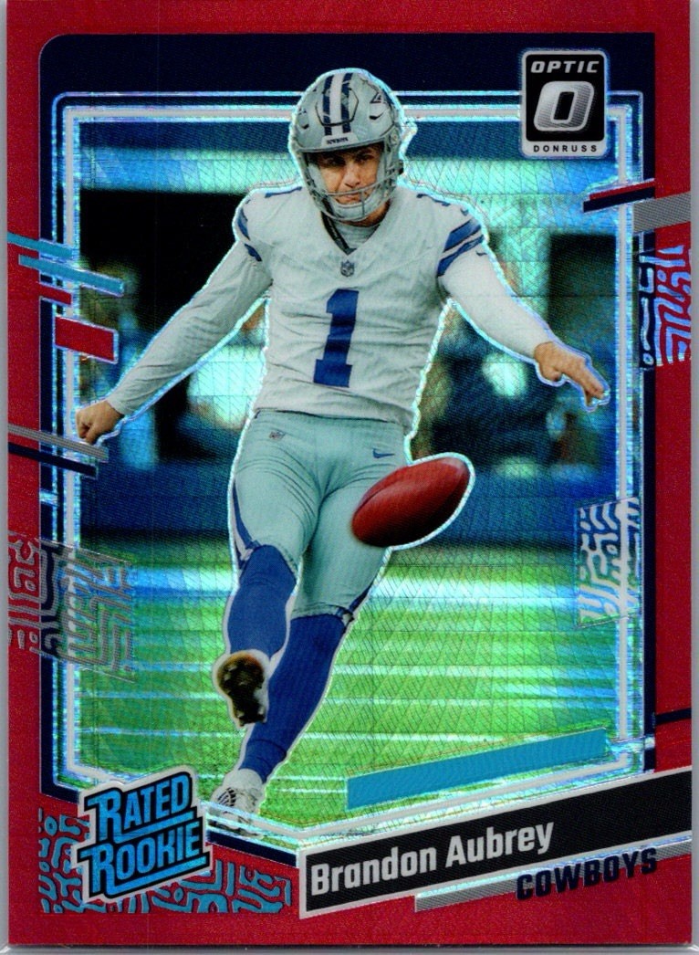 2023 Panini Donruss Optic - Rated Rookie Brandon Aubrey #226 Red Hyper Prizm RC