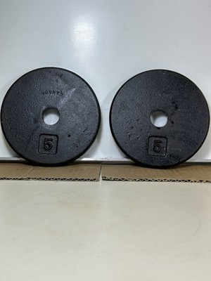 Pair Of 5 Pound Standard 1 Inch Hole Pancake Style Barbell Weight  Plates Canada