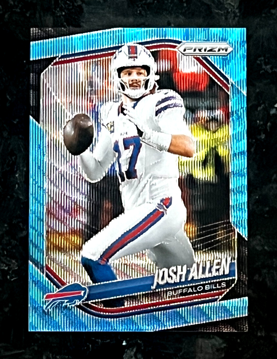 Josh Allen 2025 Panini Prizm Blue Wave Prizm 68/230 Buffalo Bills #167