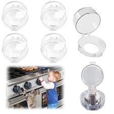 5-Pack Stove Knob Safety Covers, Childproof Gas Locks, Clear