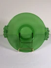 Green Depression Glass Round Platter Serving Dish w/ Handles