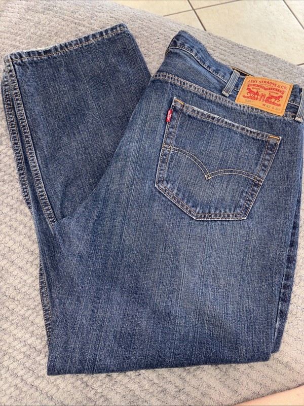 Levis 559 Jeans Mens 42x30 Blue Medium Wash Relaxed Straight Denim Pants Mens