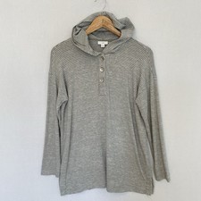 J. JILL Size XS Green White Stripe Hoodie Knit Sweater Tunic