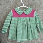 Squiggles by Charlie Green White Striped Collared Dress 12M Pima Cotton Girls — photo 1