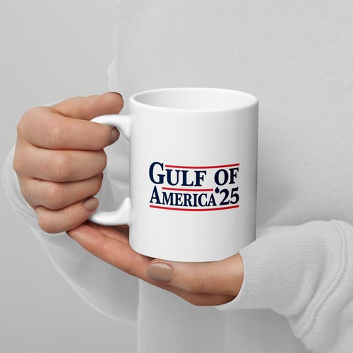 Gulf of America Established 2025 White Glossy Patriotic Ceramic Coffee Mug 11oz