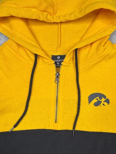 Sudadera con capucha ligera de media cremallera Iowa Hawkeyes dorada/negra Coliseo para mujer talla M - Imagen 2 de 9