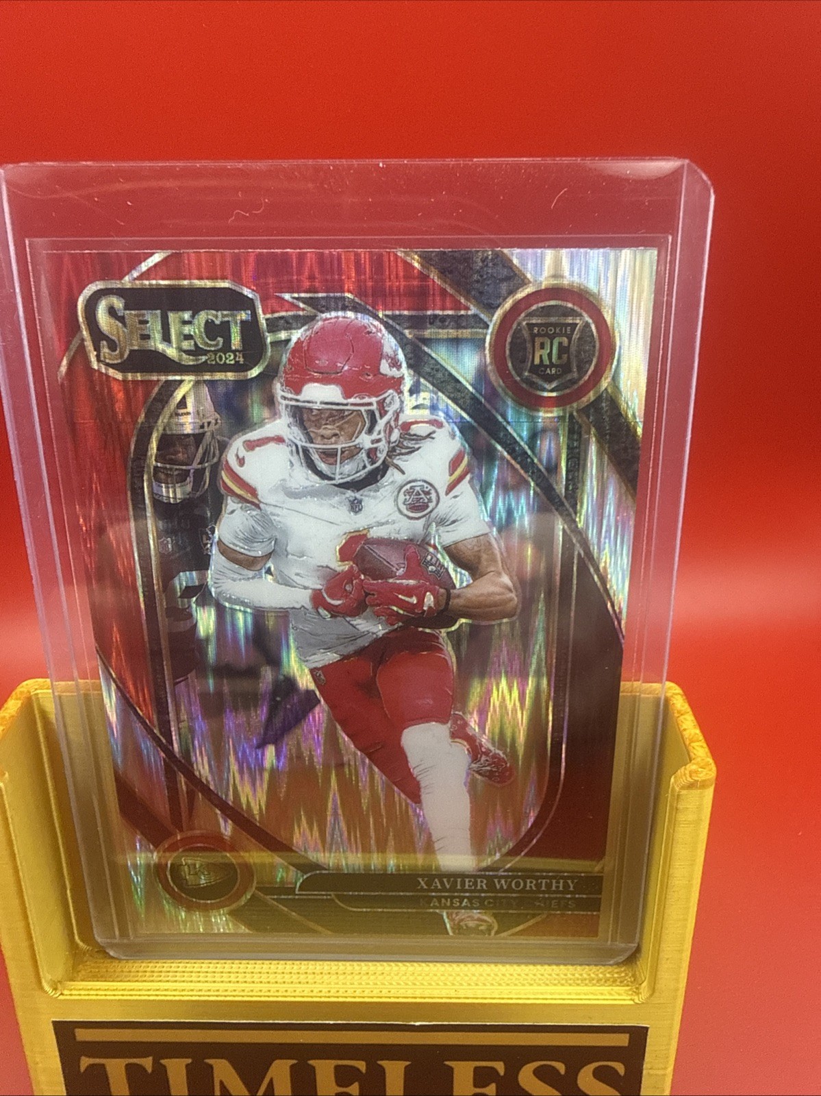 2024 Panini Select - Club Level Xavier Worthy #224 Black & Red Shock Prizm (RC)