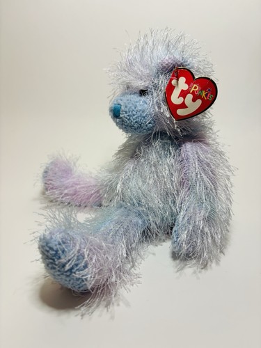 Ty Punkies Twizzles Plush Bear Pastel Blue Purple Furry Stuffed Toy w/ Hang Tag