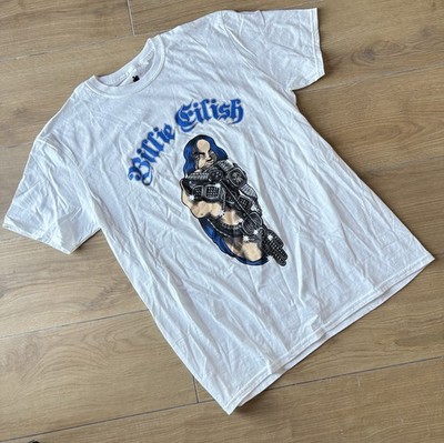 Billie Eilish T-Shirt Weiß Blau Größe XL Top Zustand Neu mit Etikett
