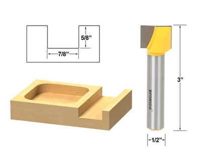7/8'' Diameter Bottom Cleaning Router Bit - 1/2'' Shank - Yonico 14972