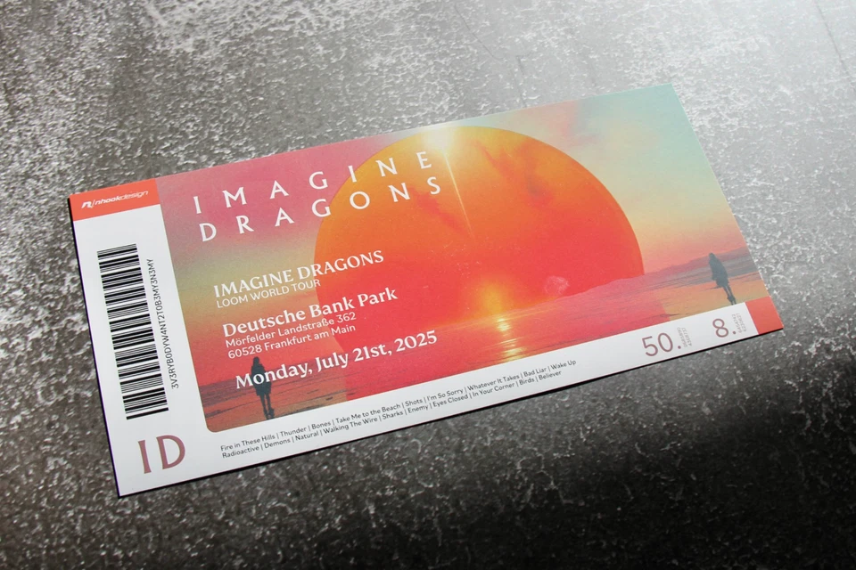 Limited Imagine Dragons Souvenir Concert Ticket – Frankfurt, 21.07.2025