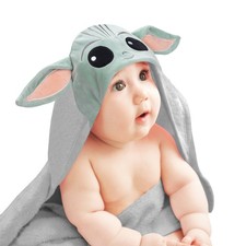 Lambs  Ivy Star Wars The Child/Baby Yoda/Grogu Gray Hooded Baby Bath Towel