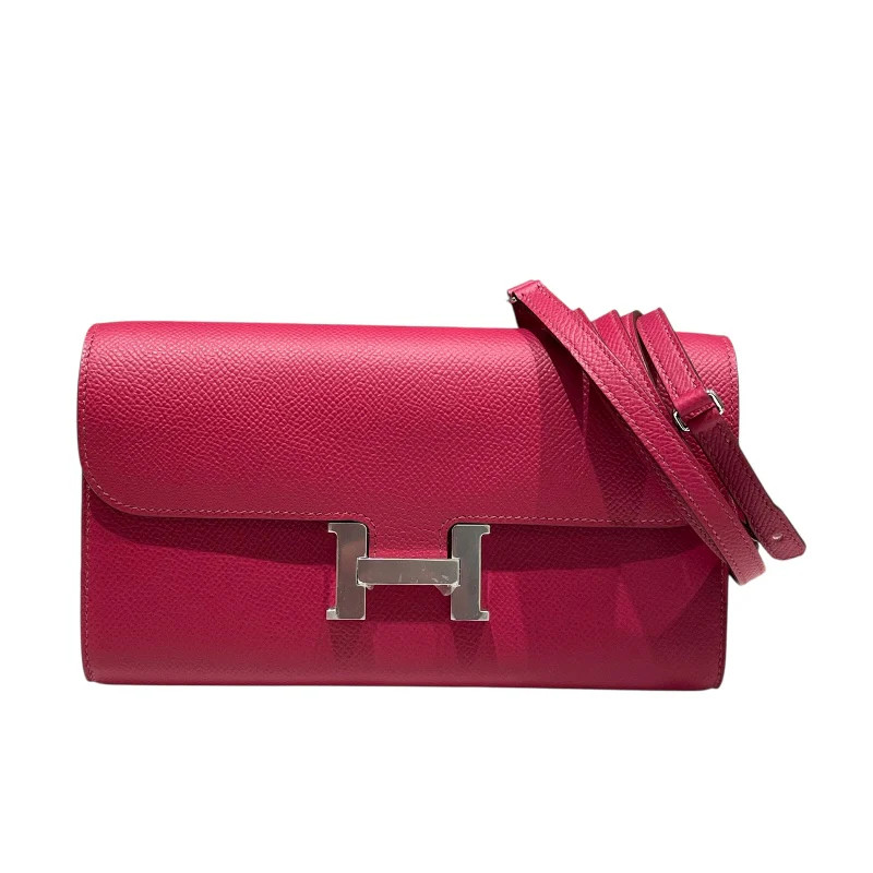 HERMES Constance To Go B Stamp Ruby Epsom Wallet Chain #047