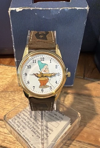 BASHFUL Timex Watch Snow White  Seven Dwarfs Vtg 1990s DISNEY. Needs battery